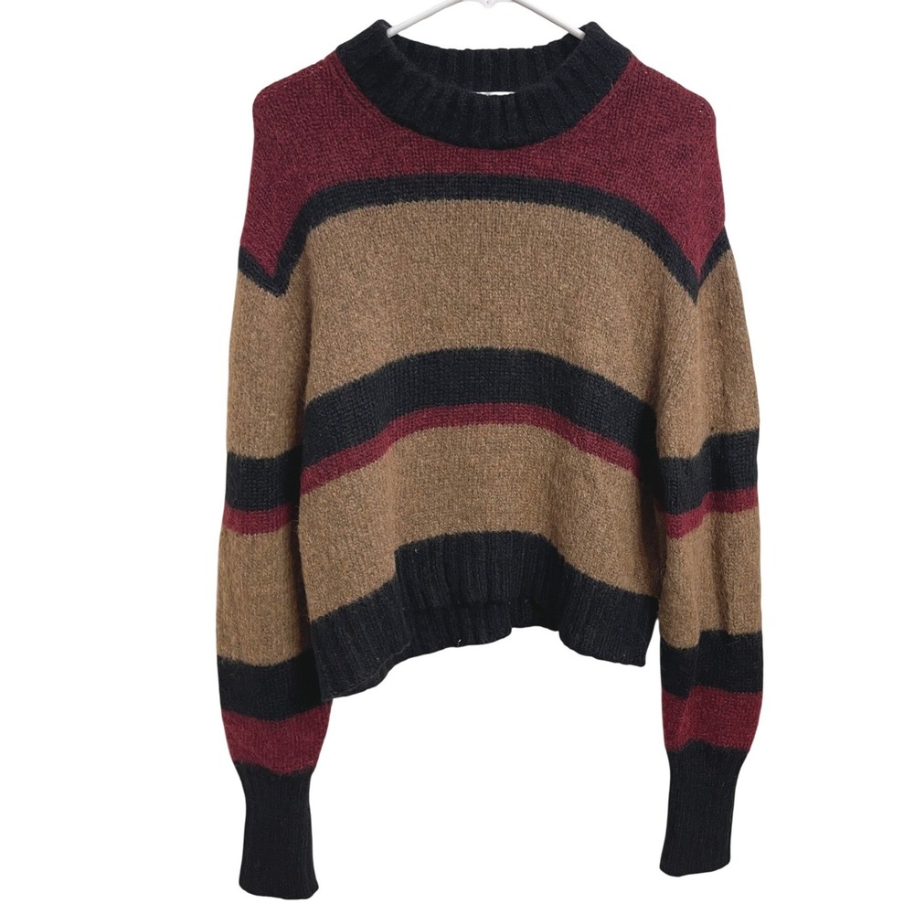 Veronica Beard Magda Stripe Alpaca Merino Wool Sweater Preppy Quiet Luxury M